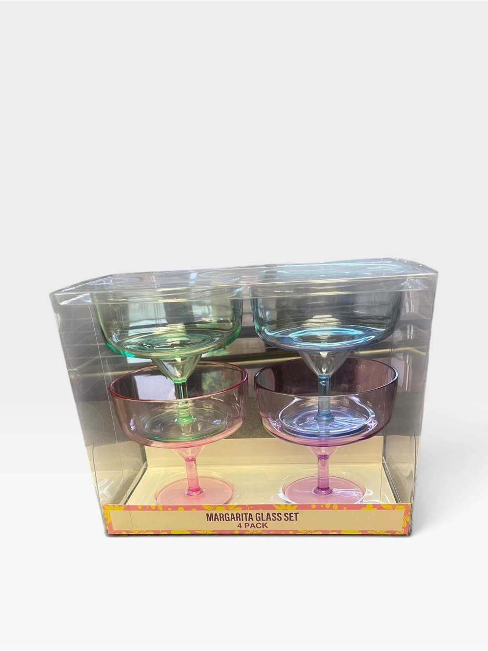 Colorful Margarita Glasses - 4 Pack (Green, Blue, Pink, Purple)